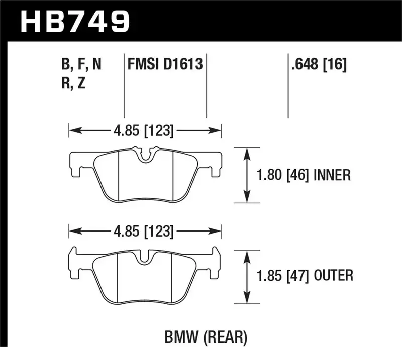Hawk Performance Hb749B.648 Hps 5.0 High-Performance Brake Pads – 0.648" Thickness 1