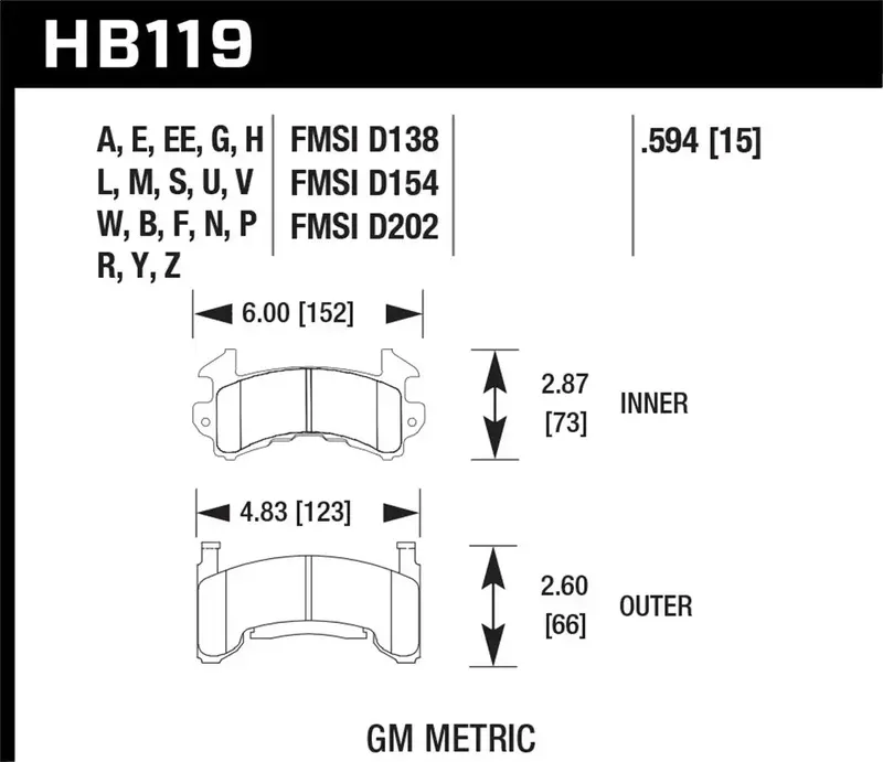Hawk Performance Hp Plus Front Disc Brake Pads – Hb119N.594, 0.594" Thickness 1