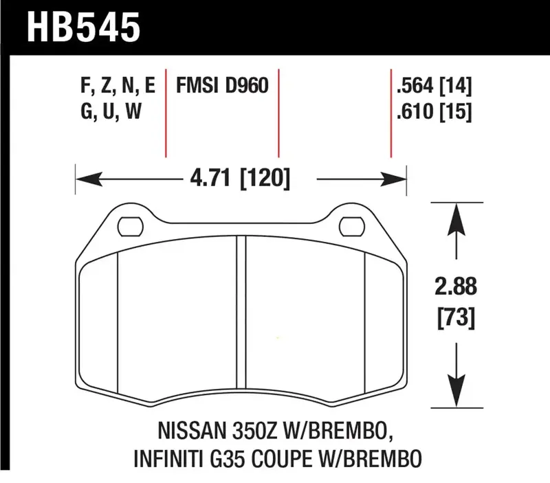 Hawk Performance Hps Front Brake Pads – High-Performance Street Compound, Thickness 0.564" (Hb545F.564) 1