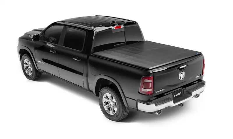 Lund Genesis Tri-Fold Tonneau Cover – Black Leather-Texture Finish, Secure Folding Design 1