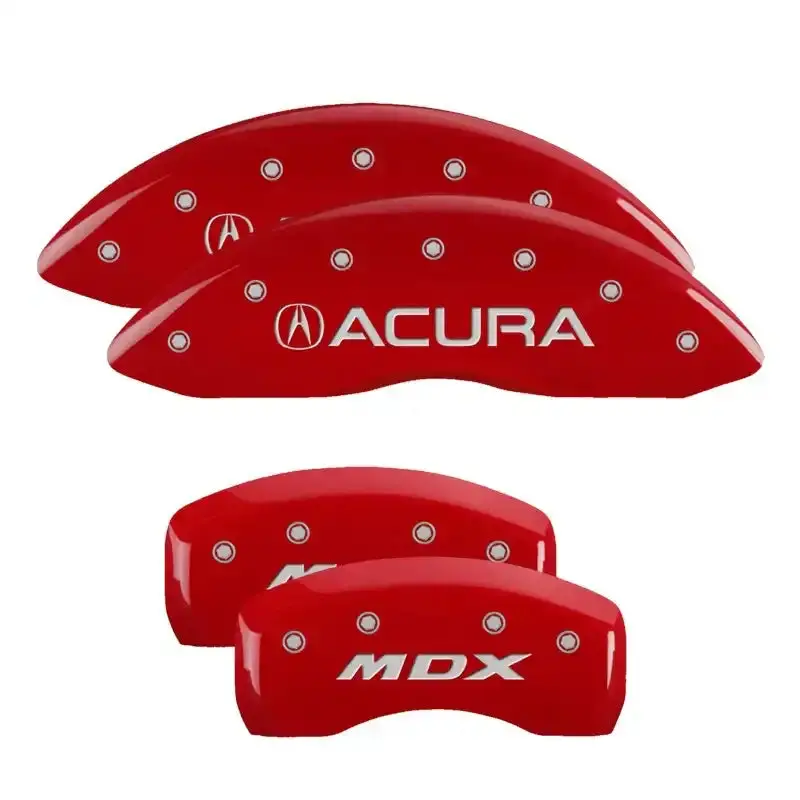 Mgp Engraved 4-Piston Caliper Covers – Front & Rear, Acura Red Finish With Silver Accents 1