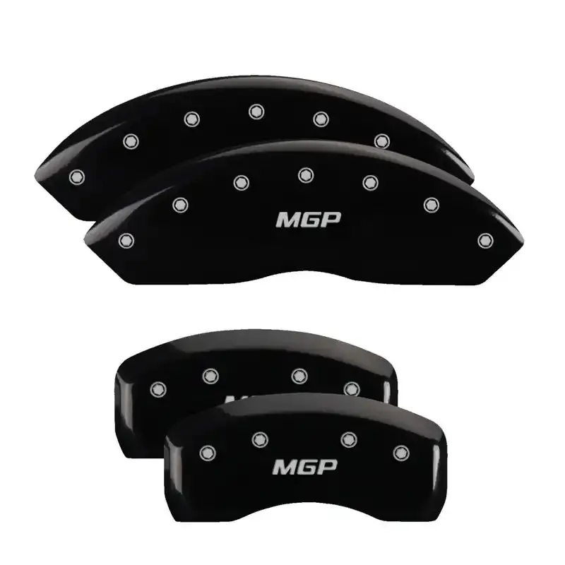 Mgp Engraved 4-Piston Caliper Covers – Front & Rear, Black Finish With Silver Accent 1