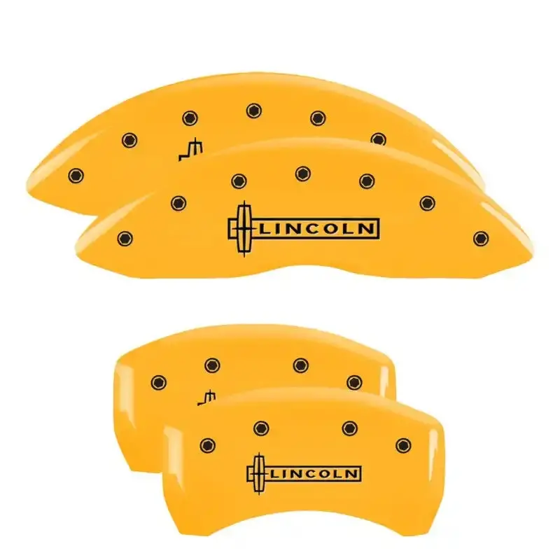 Mgp Engraved Caliper Covers For 2004 Lincoln Navigator – Front & Rear, Yellow Finish With Black Charcoal Accents 1