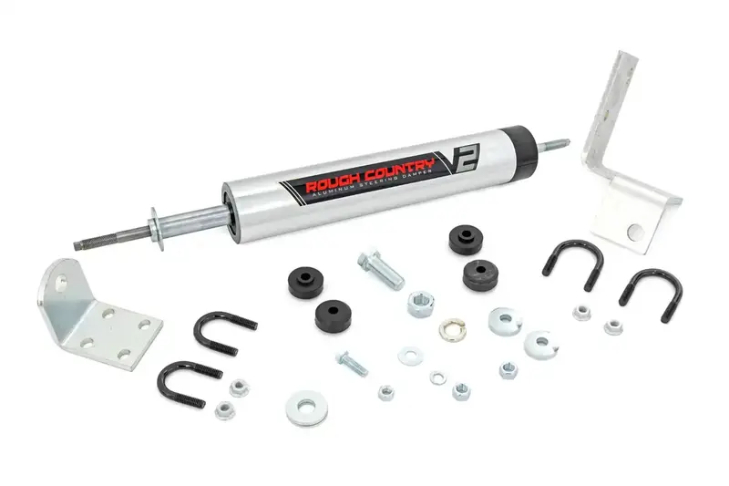 Rough Country 8732670 – Heavy-Duty Steering Stabilizer With V2 Mounting Hardware 1