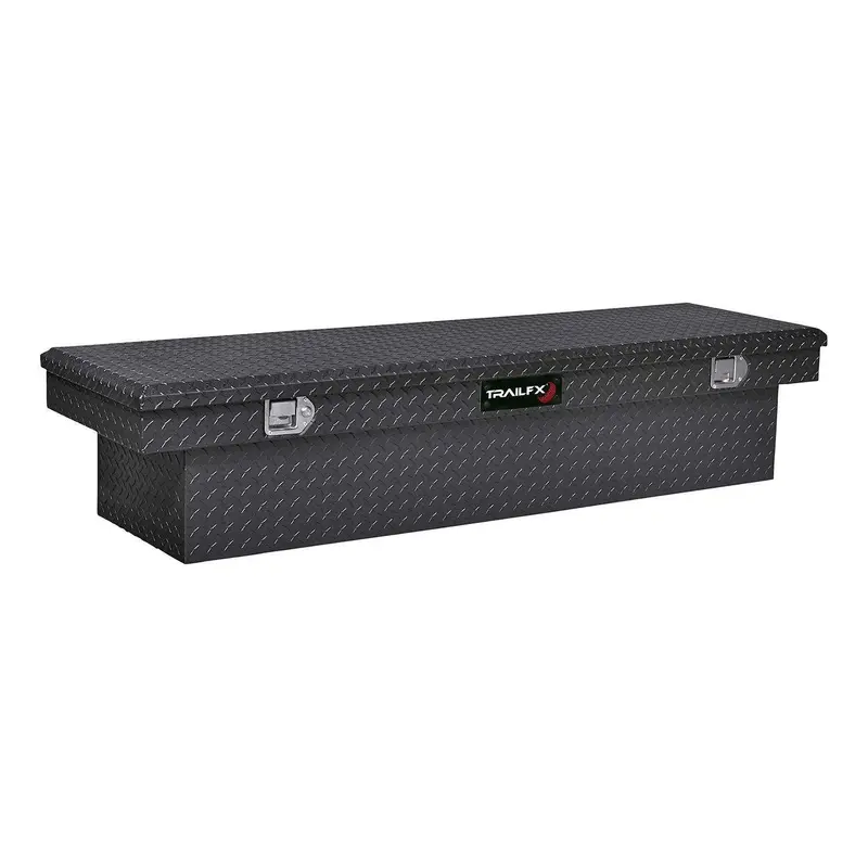 Trailfx 110722 Standard Single-Lid Crossover Truck Bed Organizer – Powder-Coated Black Aluminum 1